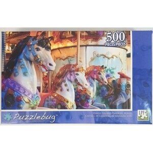 LPF Puzzlebug Carousel Horses Puzzle 500 Piece 18.25"x11" Candy Colored Horses